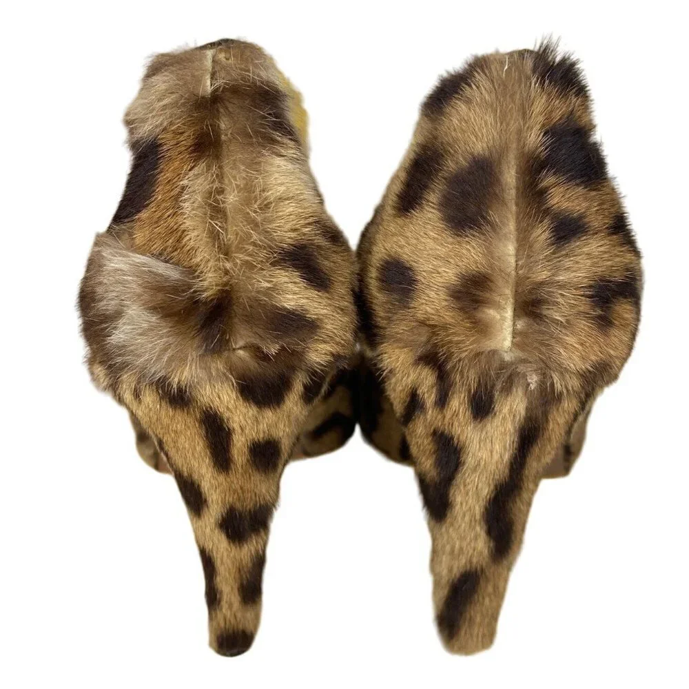 Handmade vintage  genuine‎ leopard skin pump heels  women size 8